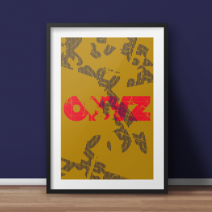 Boldover OBVZ type Typographic Prints Dan Chamberlain greeting card