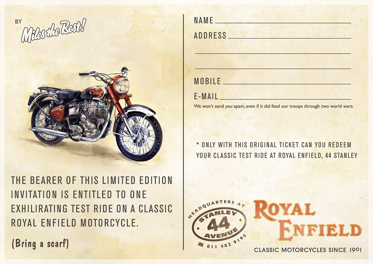 royal enfield HAND LETTERING Oil Painting Retro