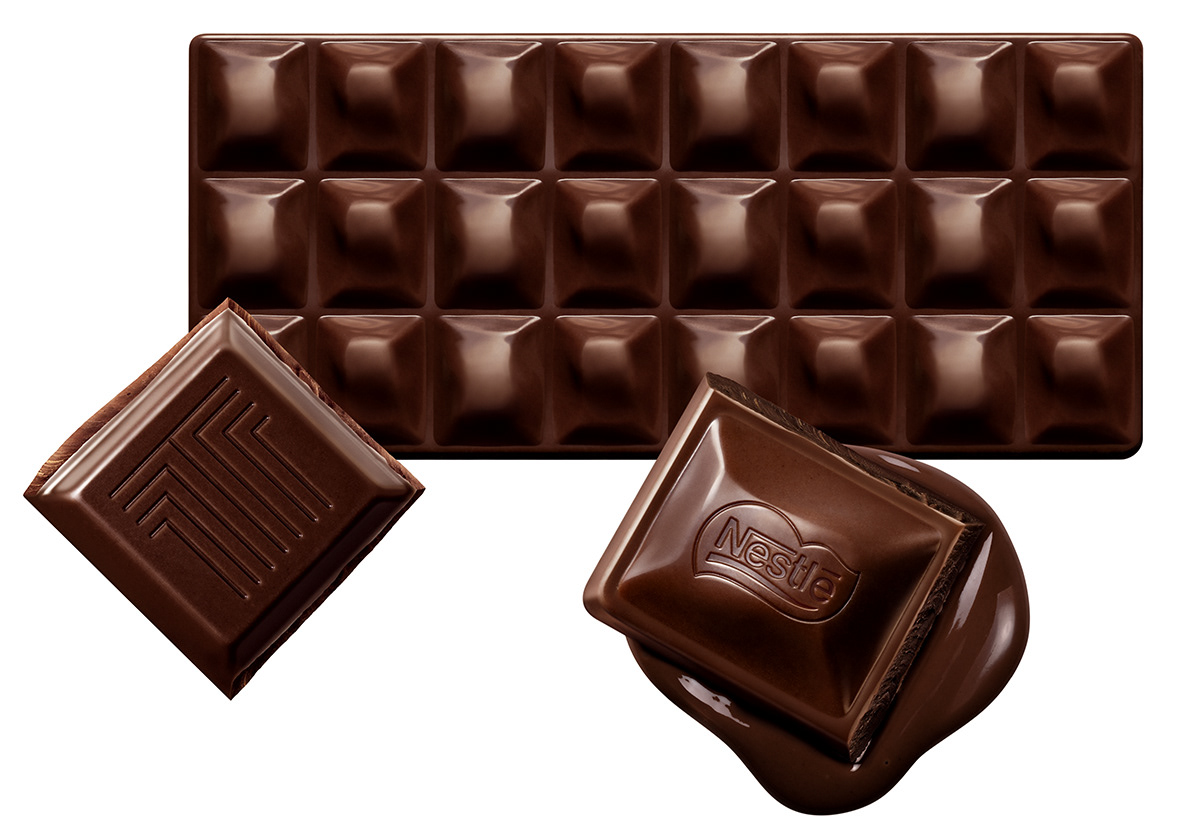 Super realistic illustration of chocolate for Nestlé packaging use.
