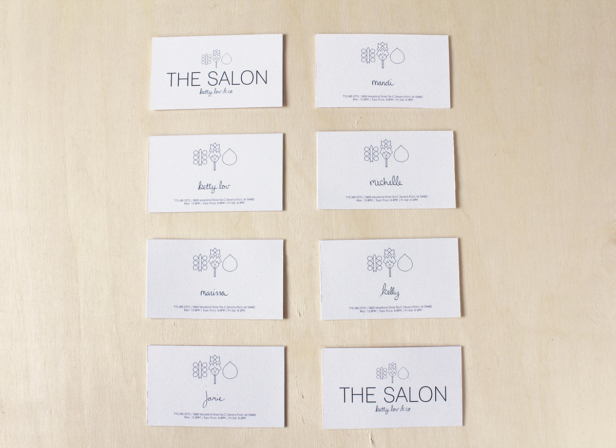 identity salon Business Cards menu invoice appointment cards magnets envelopes system Collateral