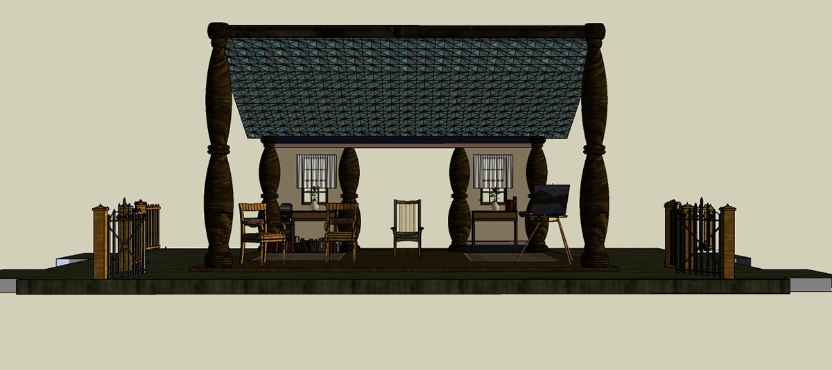 3d modeling Virtual Modeling Google Sketchup set design theater  Stage lady from the sea ibsen