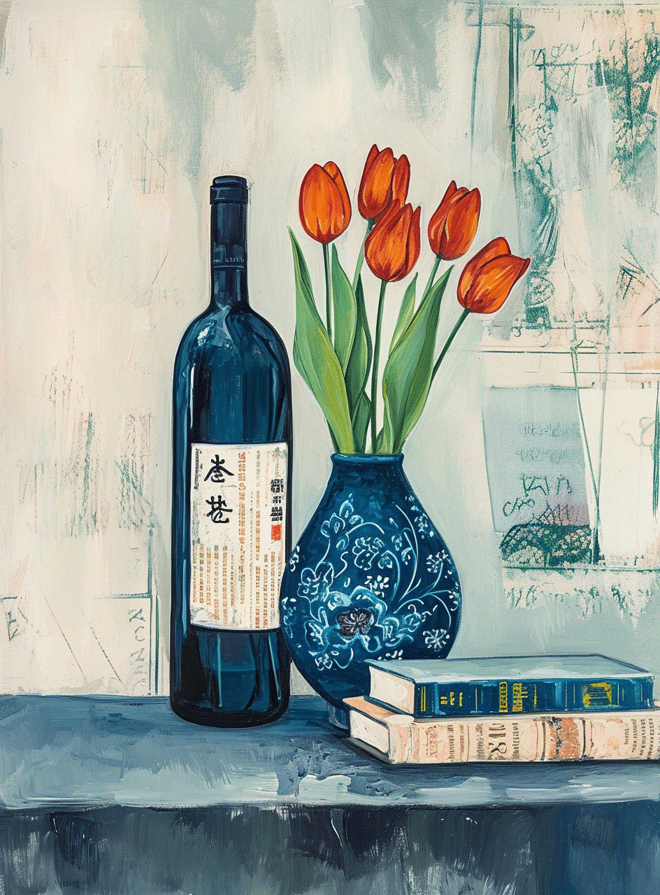 Image may contain: bottle, wine and flower