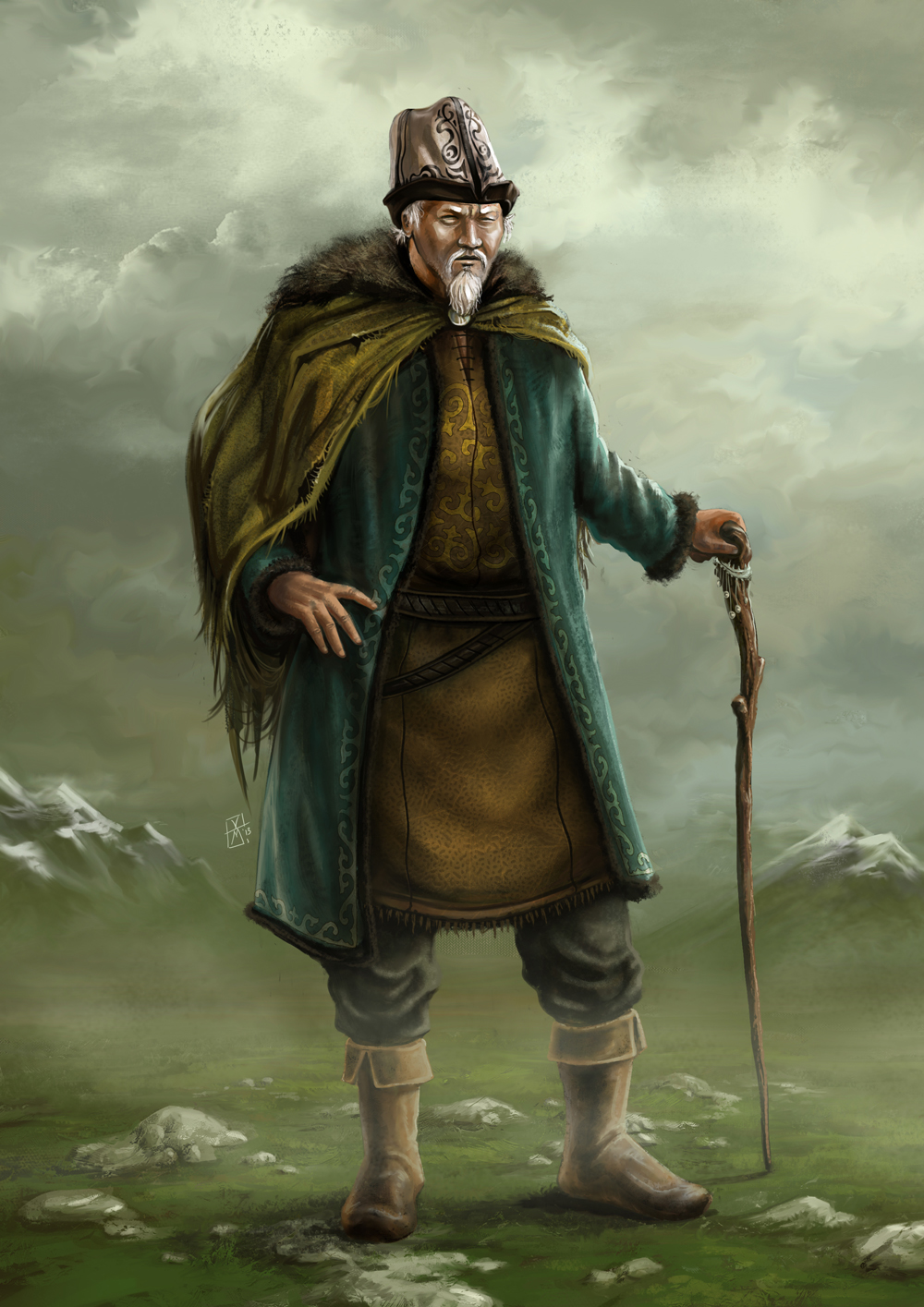 Manas Epic  Epic illustrations Ospur Character design  character concept animation  kyrgyz epic Ancient standing Landscape