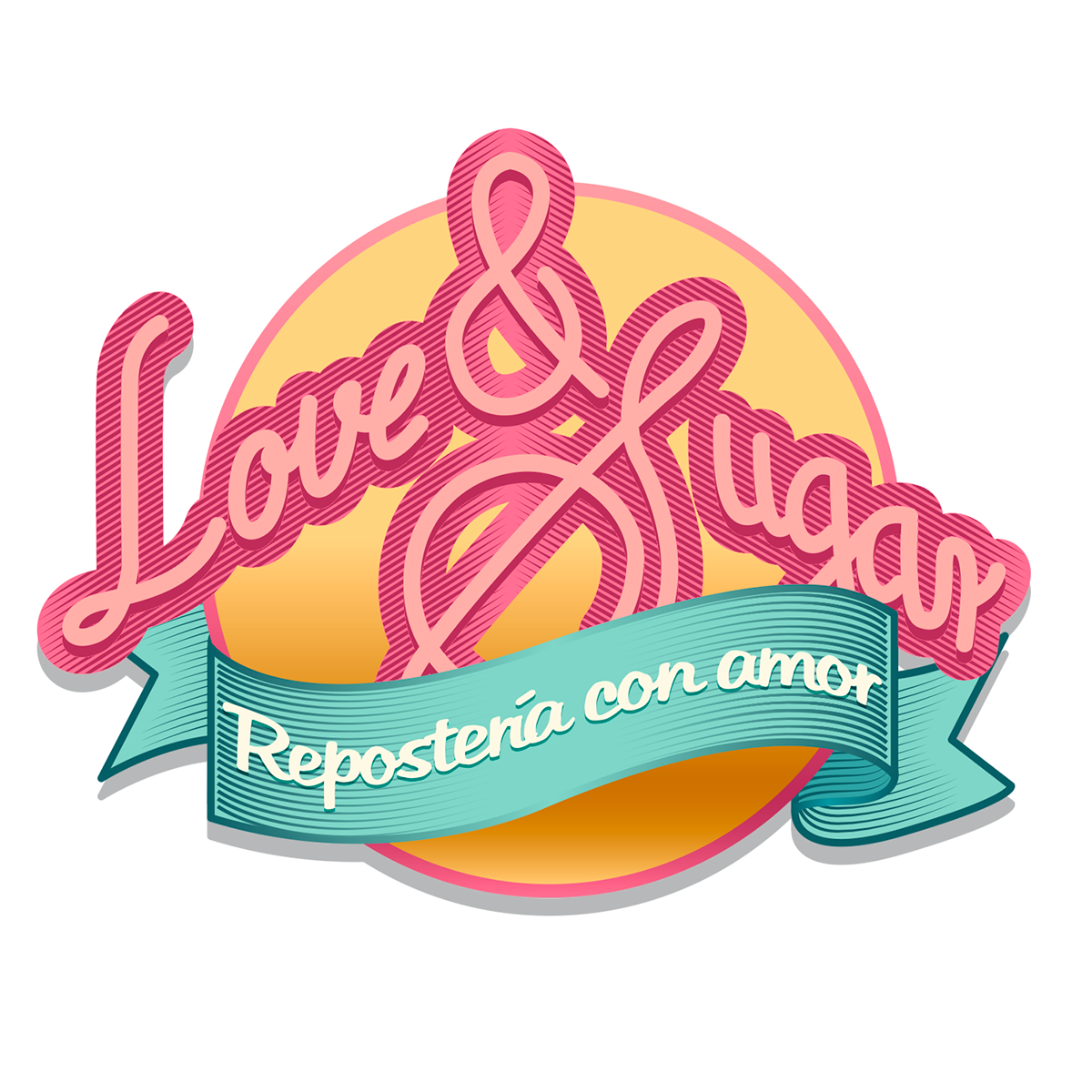 logo reposteria pastry pink Love sugar design graphic neon