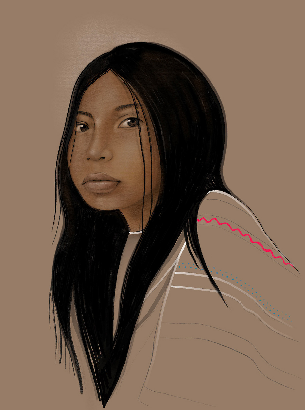 Adobe Portfolio Drawing  ILLUSTRATION  art ramonfaur chiapas mexico tzetzal Latin America girl portrait sketch painting   ipadpro tablet Procreate