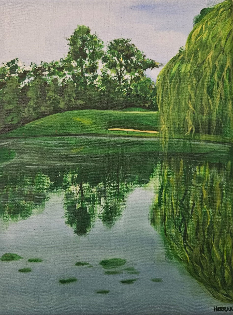Landscape painting   Nature acrylic painting golf fine art арт artwork Drawing  ILLUSTRATION 