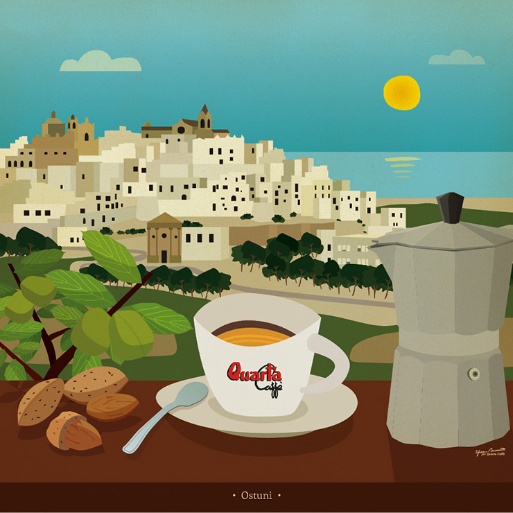 Quarta caffè Calendario 2016 big sur illustrazione Materiali per comunicare identità visiva identità territoriale territorio salento caffe paesaggio tazzina cup Landscape
