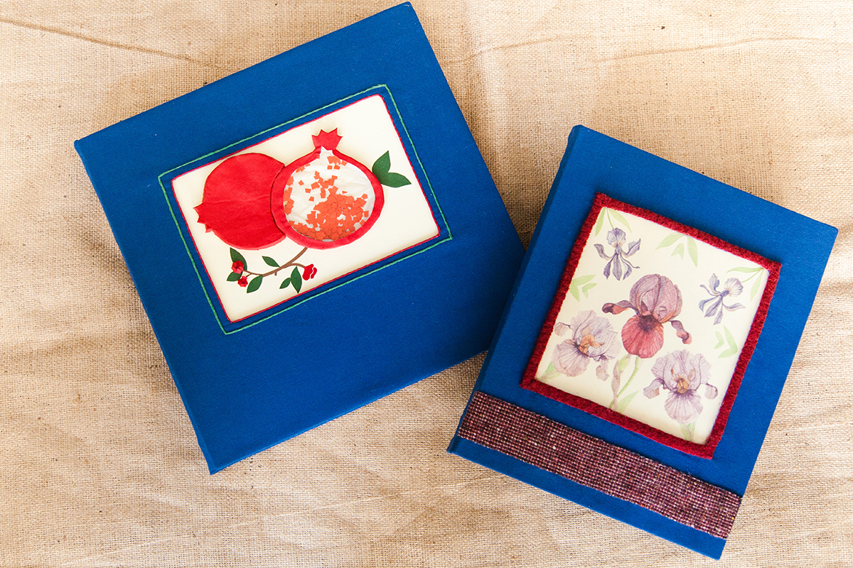 handmade crafts   Album Flowers pomegranate watercolor fabric Bookbinding