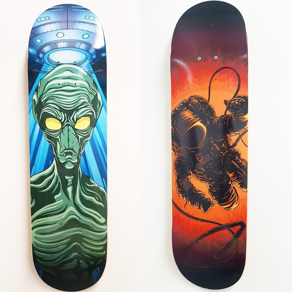 alien UFO skate skateboard spaceship grey graphic not alone conspiracy extraterestrial