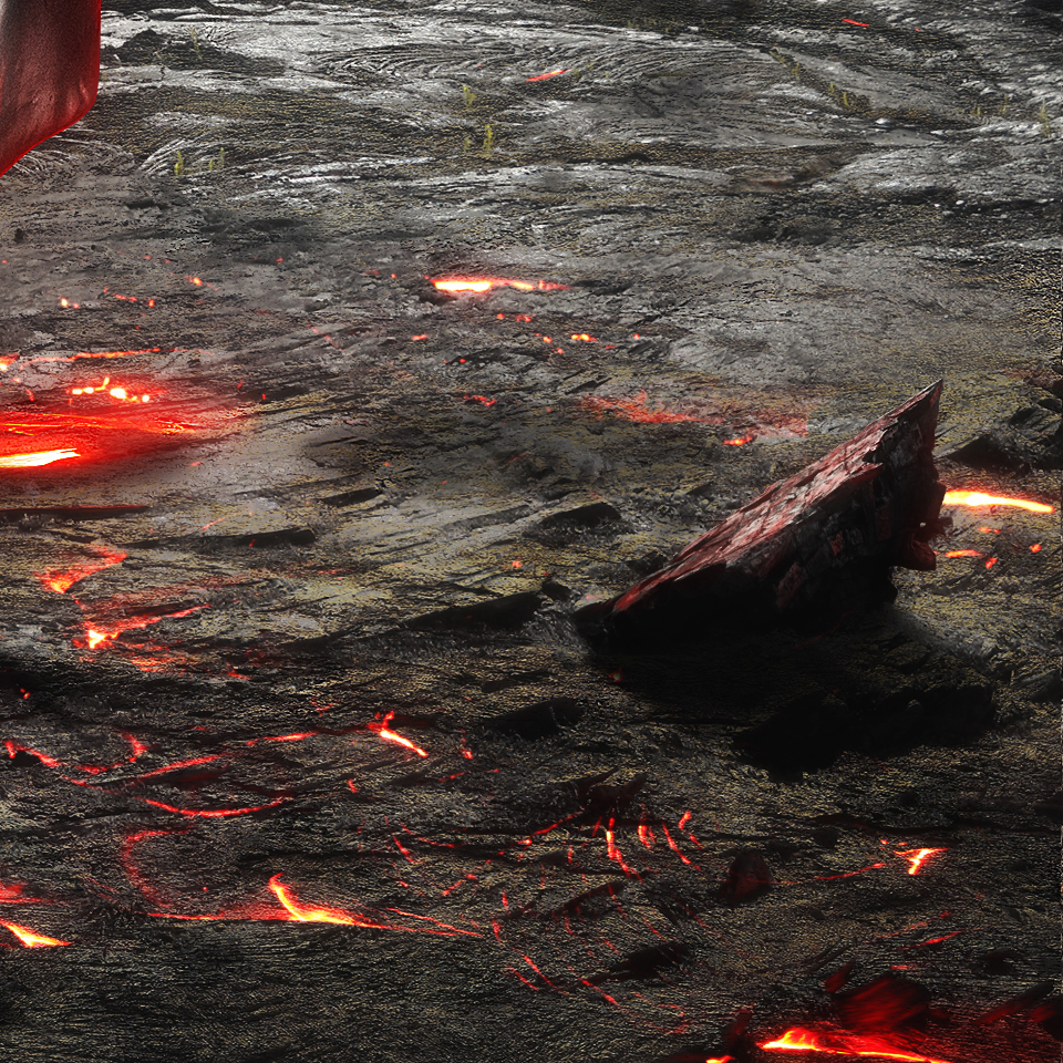 lava skull rocks red man cliff concept fire over Thinking