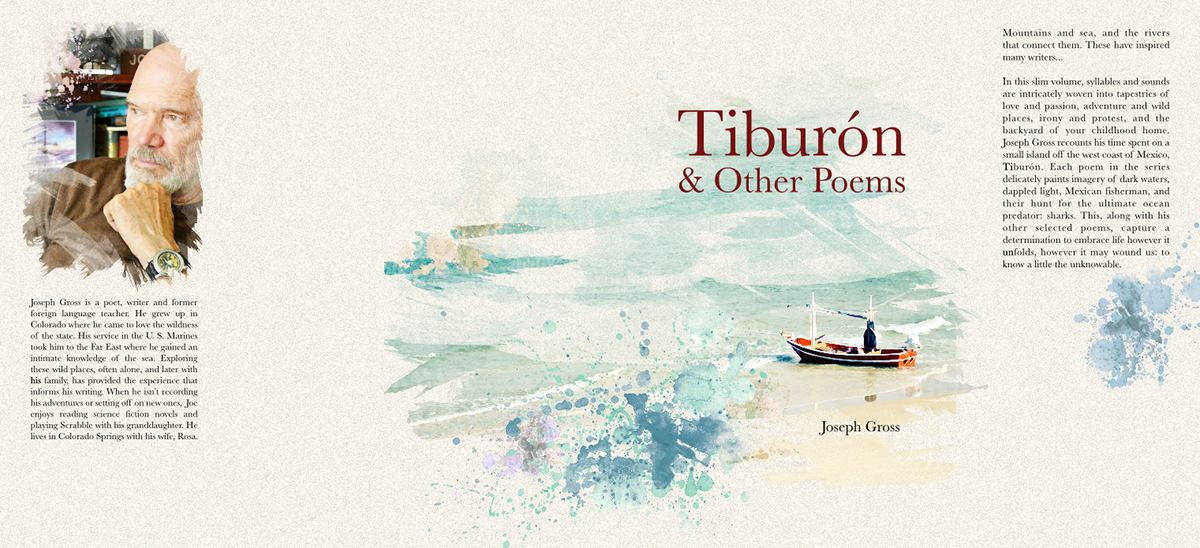 Poetry  book Tiburon Ocean mexico shark beach watercolor illustrations publication drip splatter skull typewriter Coffee