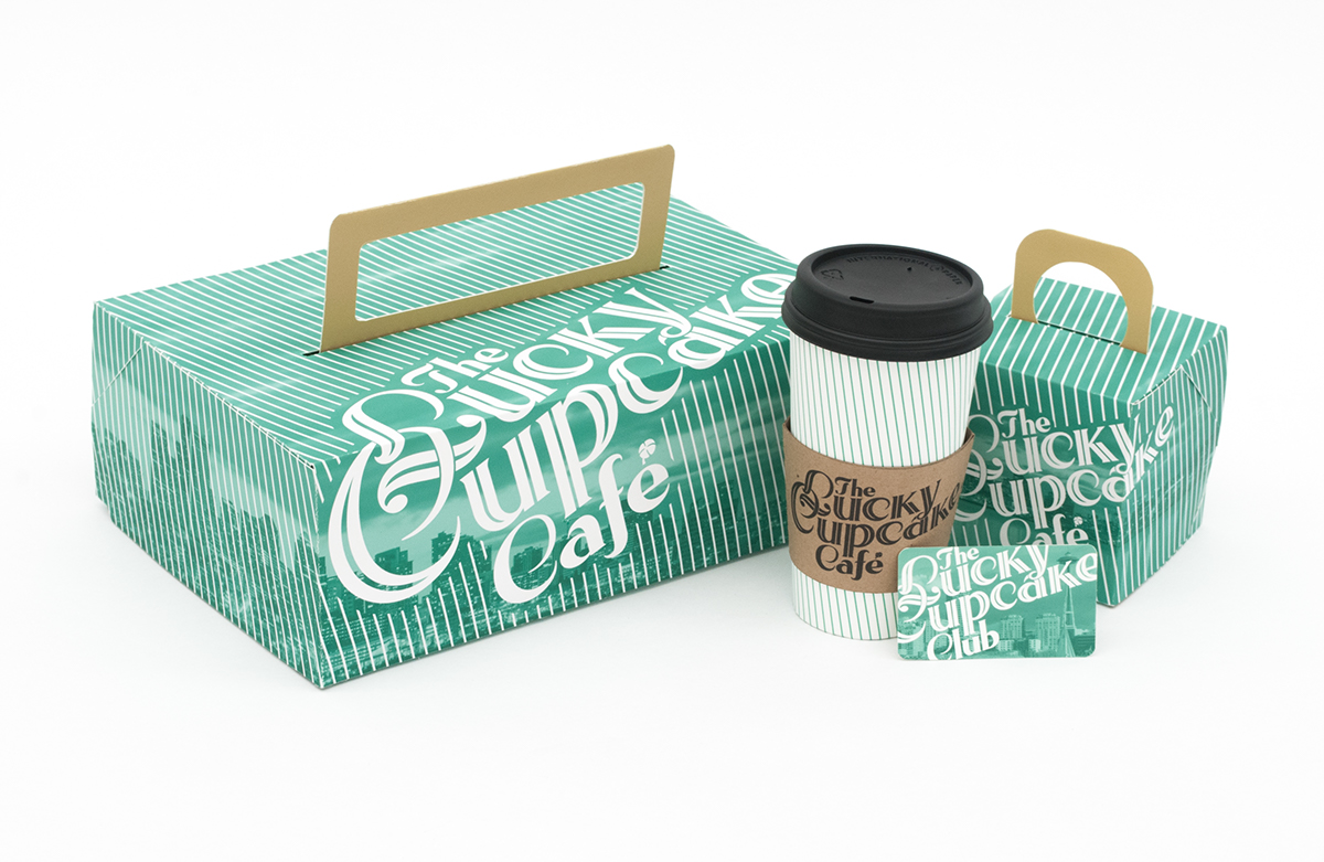 package design  cupcakes cafe cupcake box Coffee seattle green lucky luck