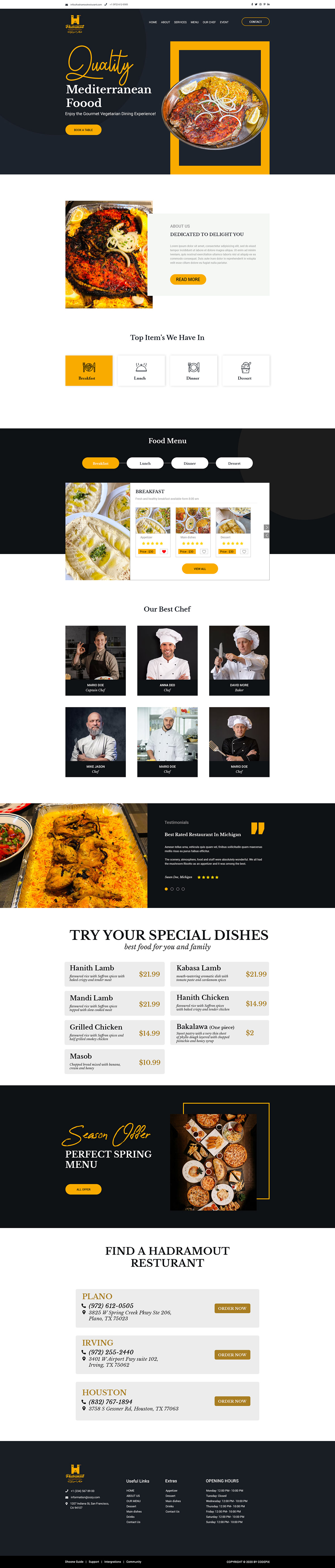 Restaurant Website Landing Page UI Design, efaysal