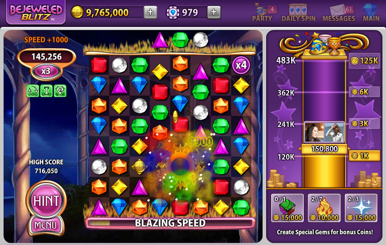 Social game  Game Interface  interface  casual game  bejeweled  popcap  game HUD application