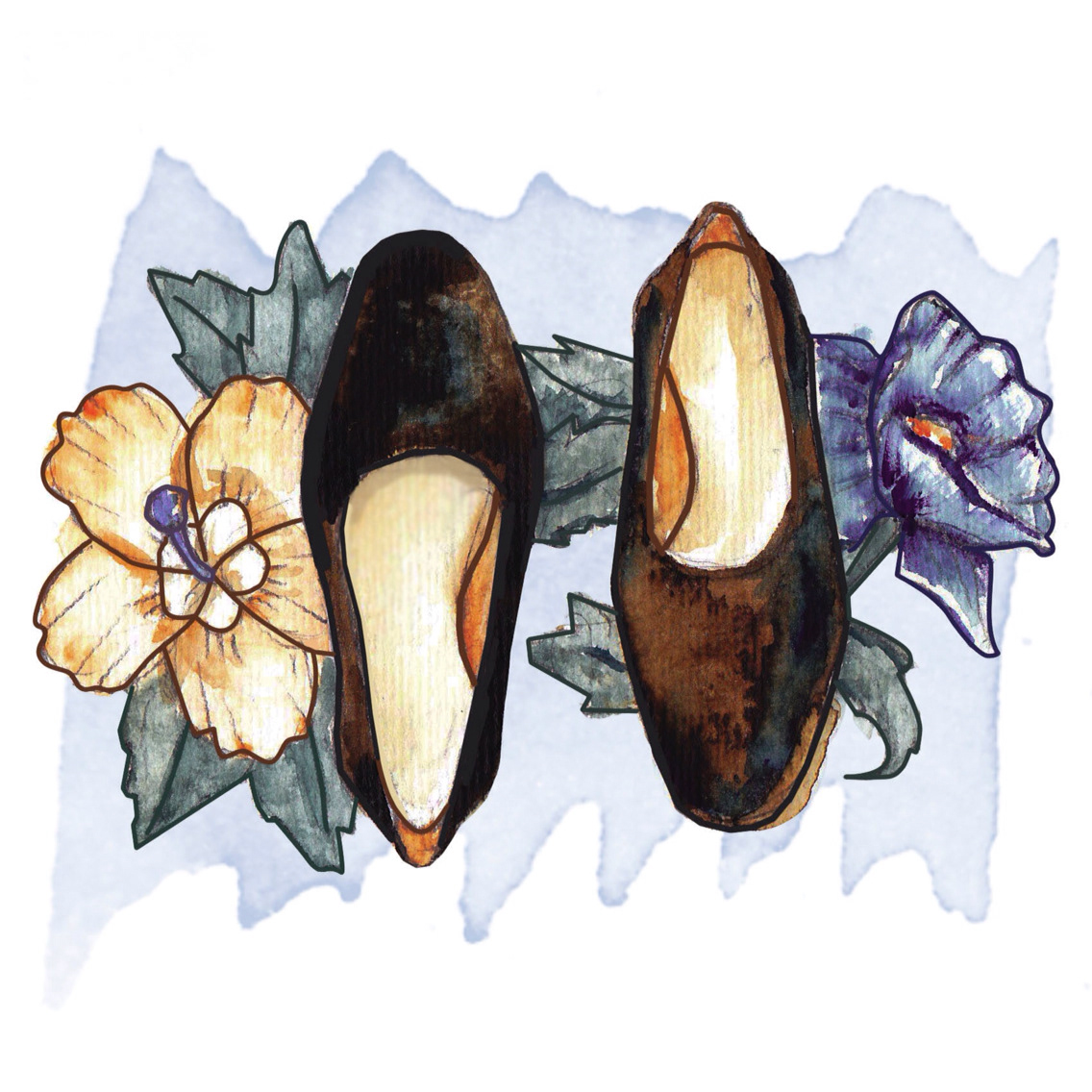 fashion illustration Style high fashion feminine Botanicals watercolor watercolor painting watercolor fashion Watercolor Shoes shoes vintage ladies shoes