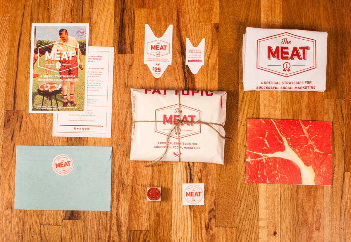 meat butcher cow steak red crest ticket apron butcher design butcher shop jibe Workshop social media social marketing brand