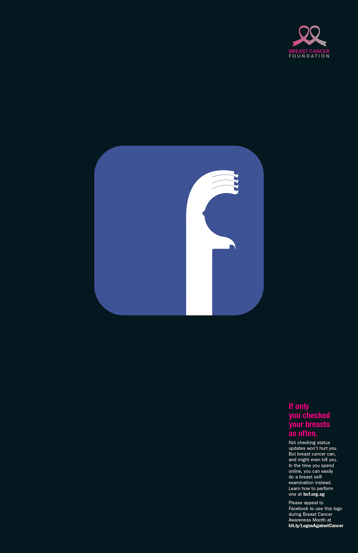 facebook twitter instagram social media funny graphic logo breast cancer public service cancer pledge appeal print poster design