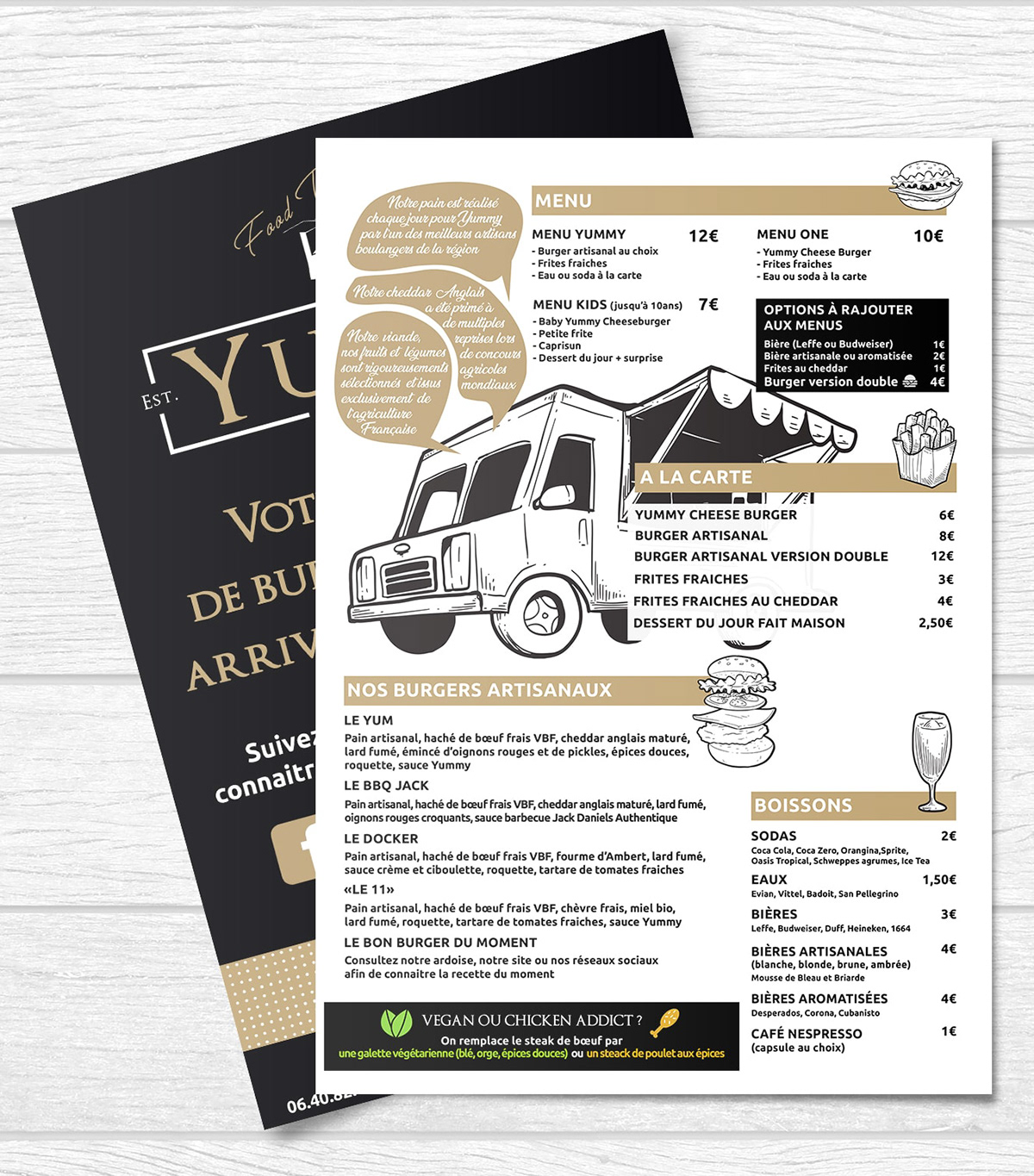 flyer mise en page InDesign Illustrator foodtruck Food  menu print