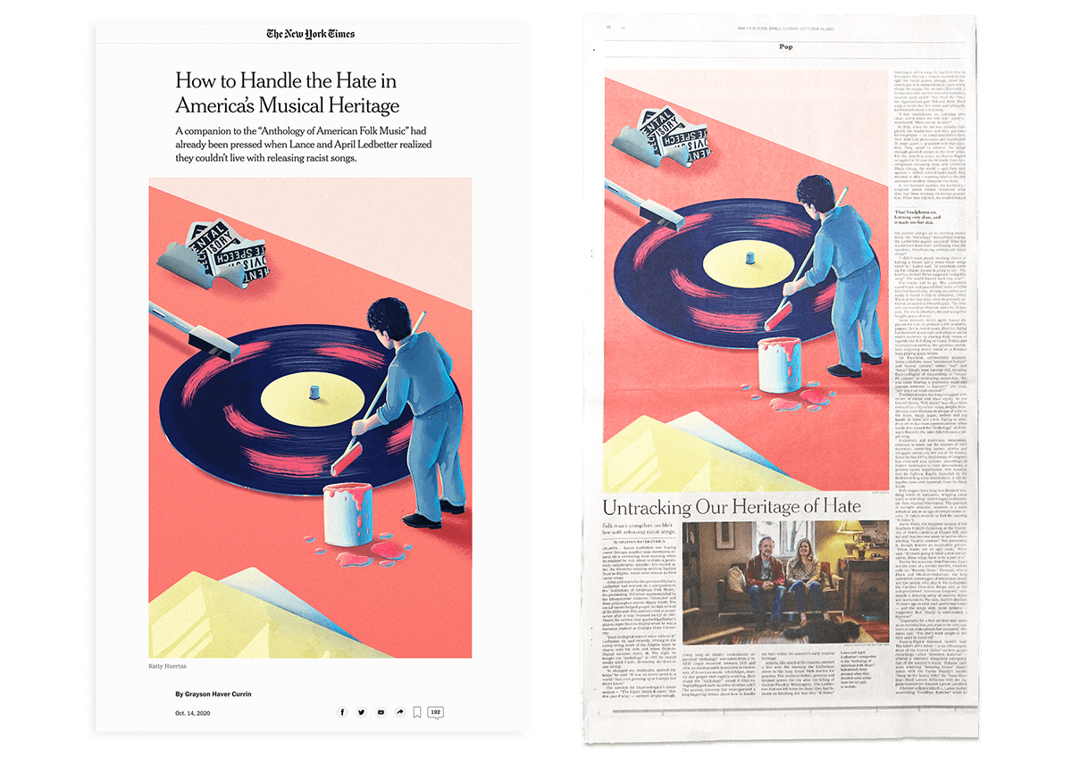 designer digital illustration Editorial Illustration folk Freelance katty huertas music New York Times racism women who draw