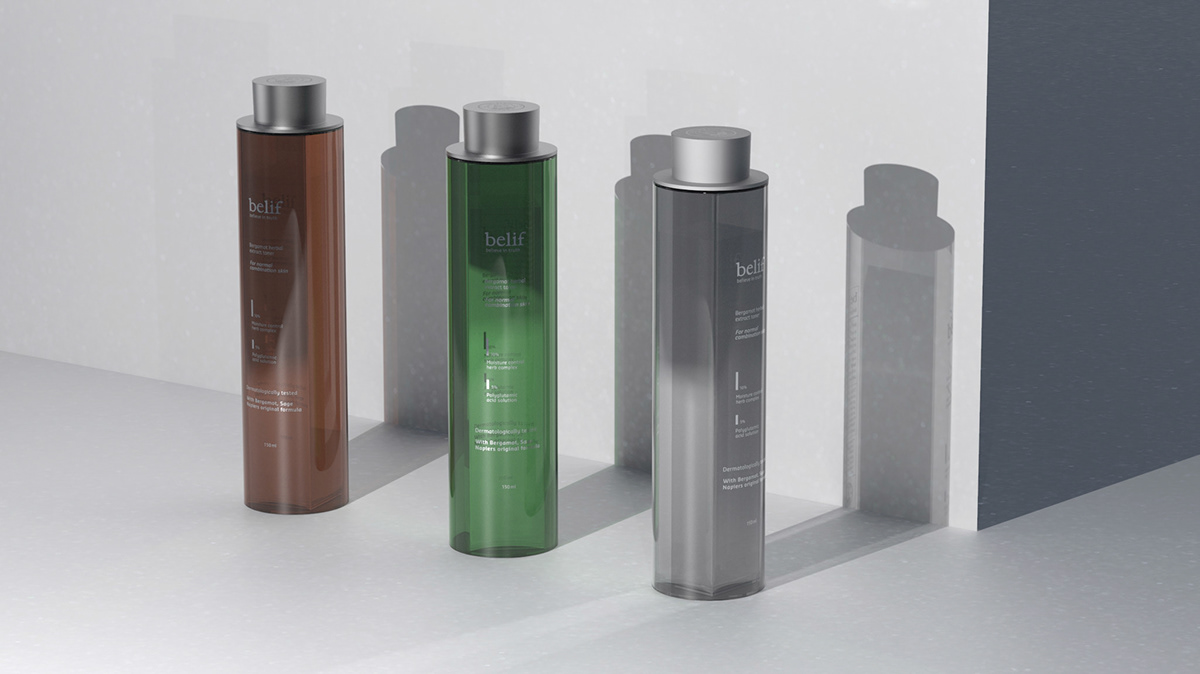 bottle branding  container Cosmetic package lg Packaging belif cosmetic design package design 