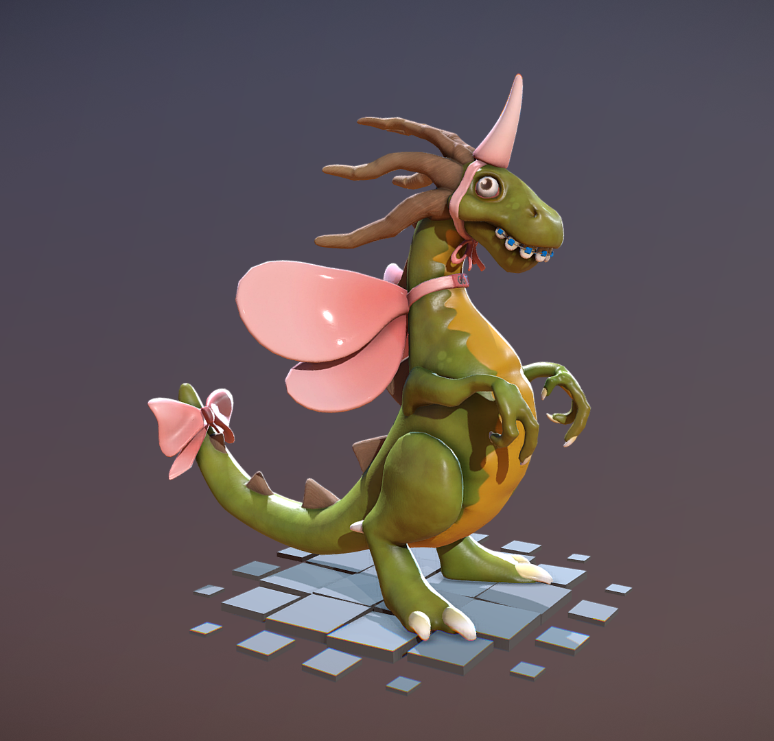 unicorn dragon toon goofy Character 3D design CGI