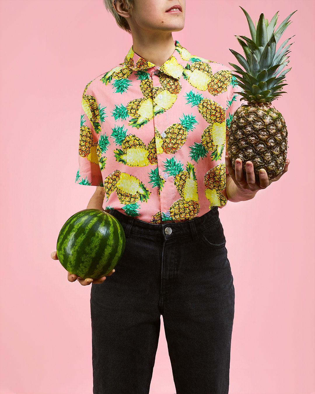 Pineapple watermelon Fruit summer gif stopmotion Fun red pink shirt