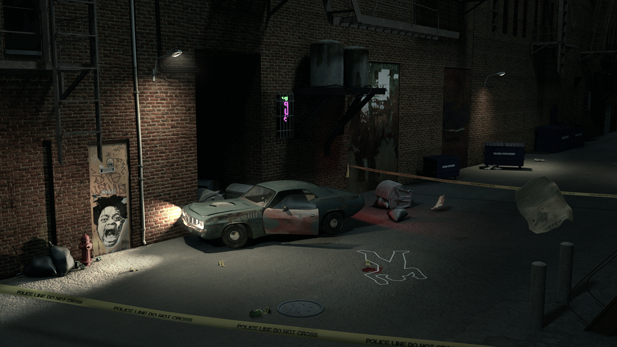 alley 3D crime scene ancordelvalle car NY
