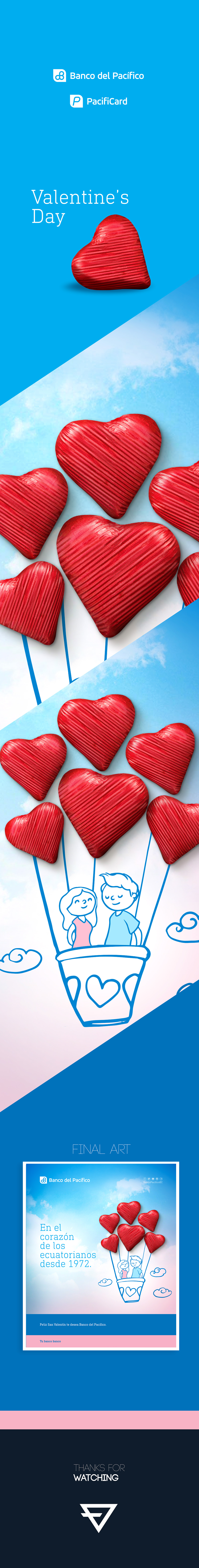 Valentine's Day Banco del Pacifico banco Love heart doodle
