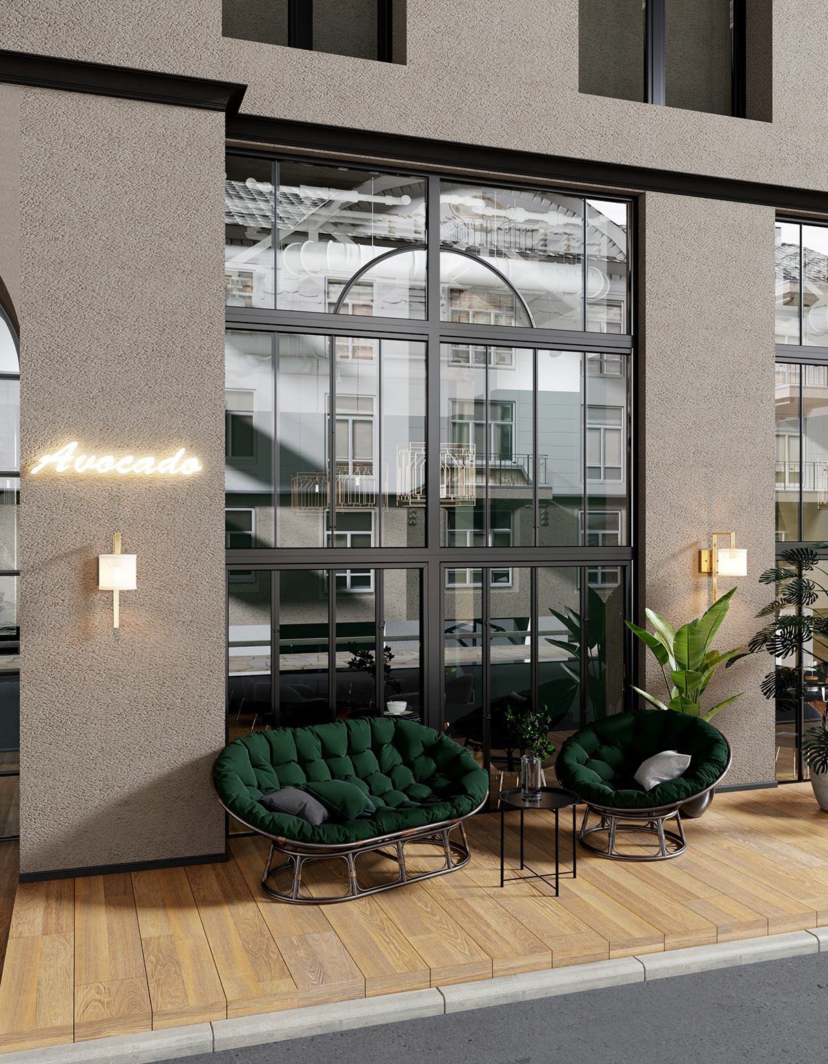 avocado interior design  restaurant cafe green art-deco modern Style LOFT bar