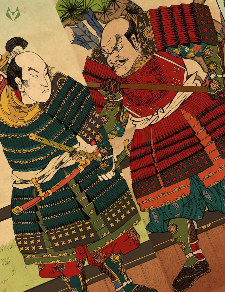 japan  samurais  armor  book  ukiyo-e ink photoshop Intuos Ancient samurai japanese battle