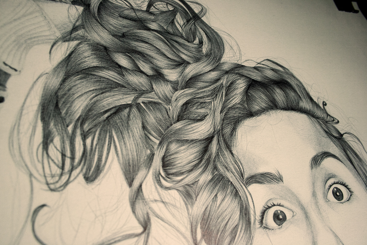 dibujar dibujo boligrafo pluma cara pelo ink women hair ballpoint pen draw pencil model photo