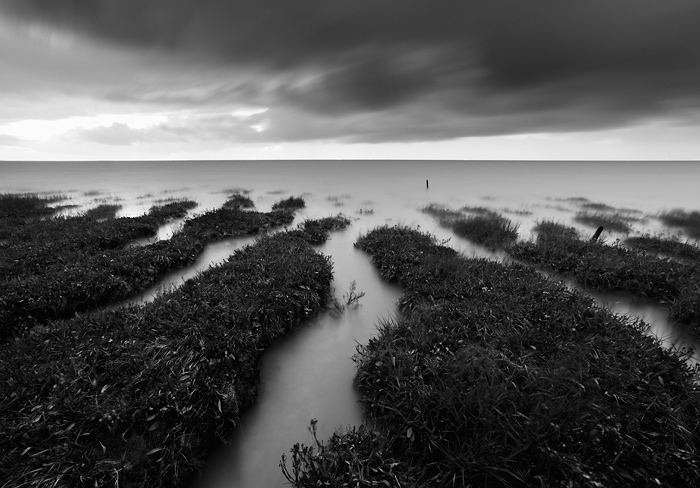 Landscape black & white b&w monochrome Coast UK photographs Mud & Sand atmospheric landscape photography
