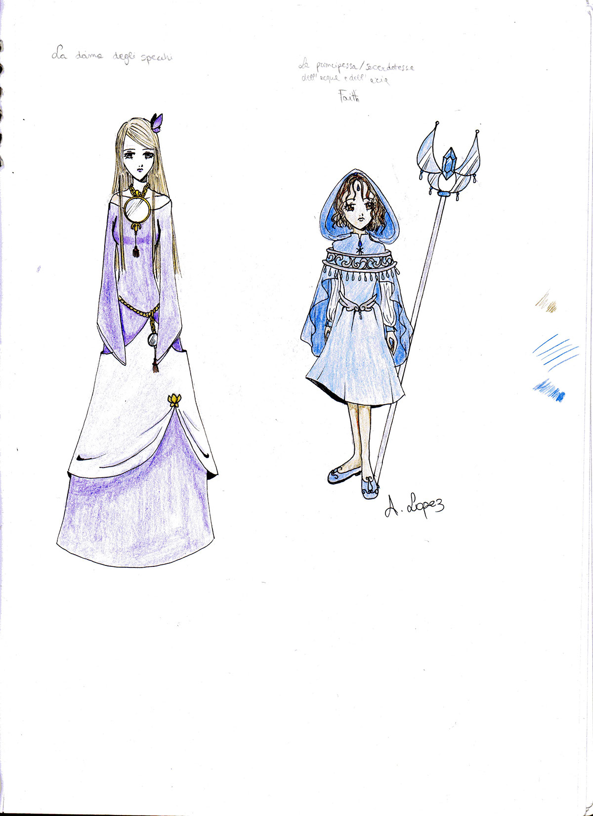 manga fantasy witch Olddrawings remake recreate improving purple blue silver gold pink mangastyle