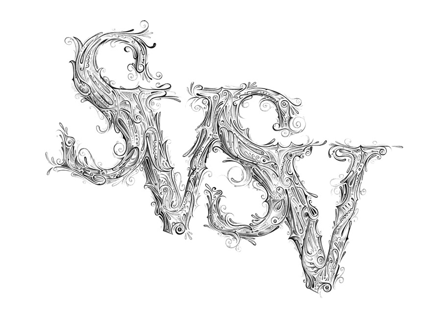 hand-drawn svsv Custom lettering ornate