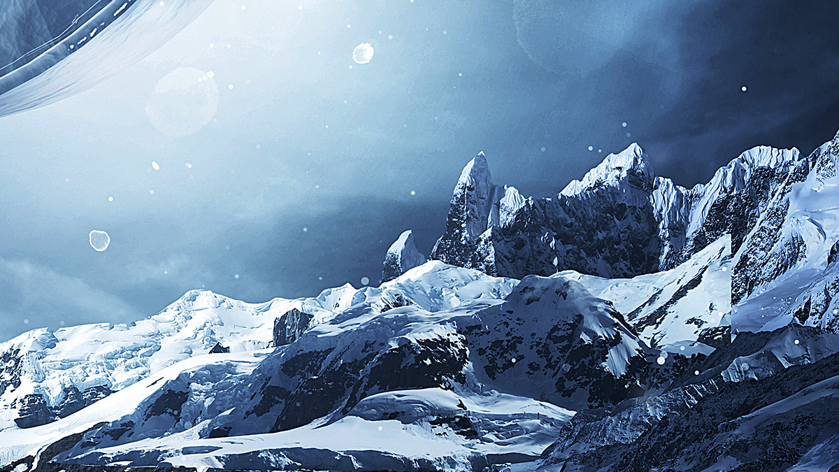 snow ice 3D blue cold desktopography mountains frost