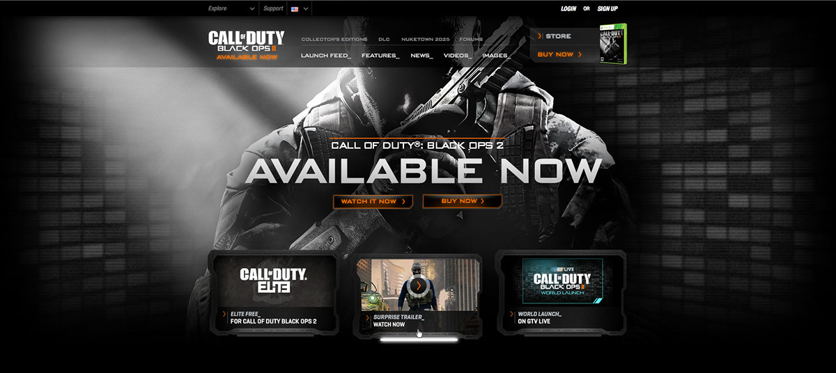 call of duty black ops 2 activison  gaming  user interface user experience digital marketing key art