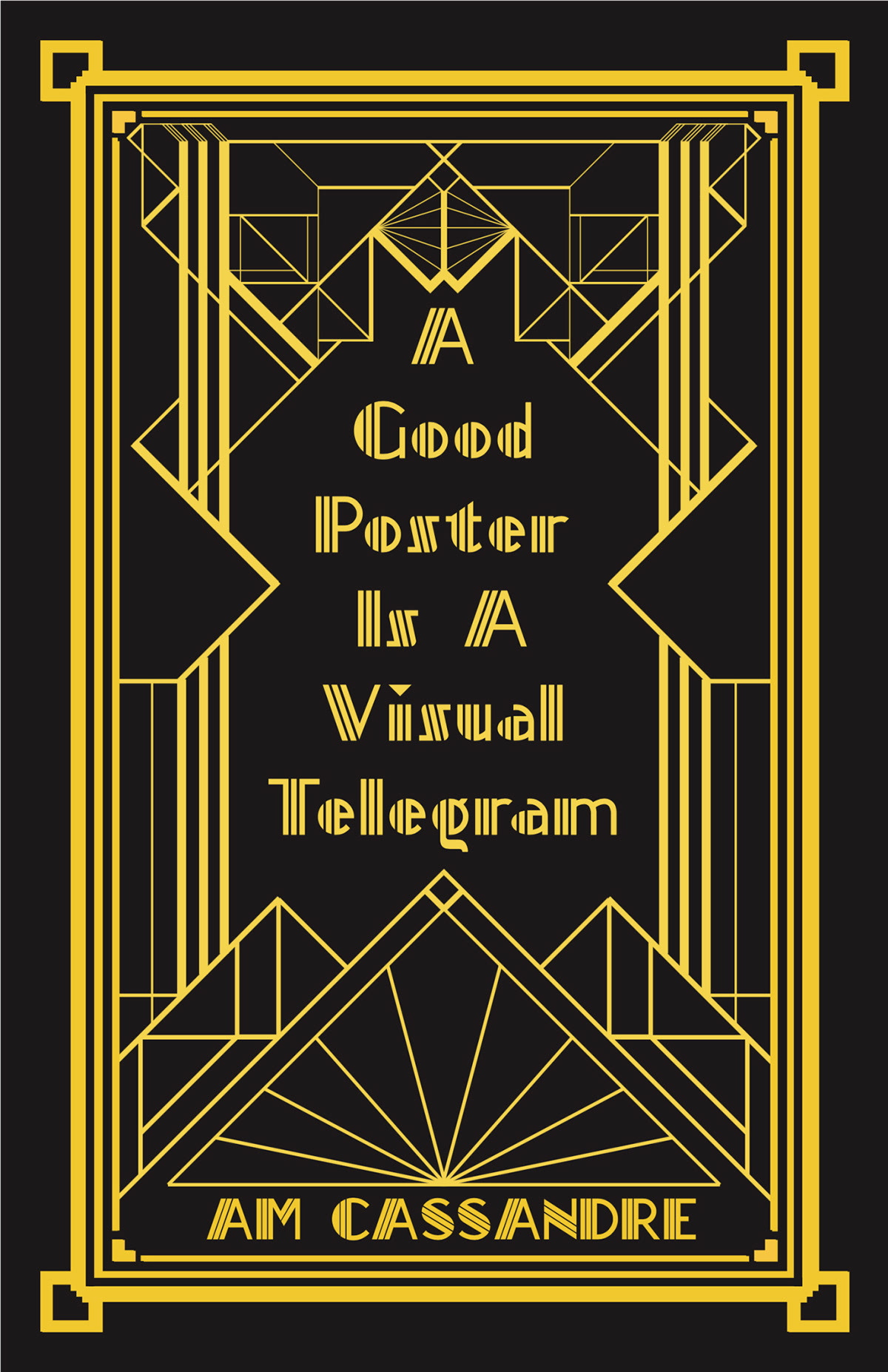 poster quote art deco gold black geometric lines mirrored pattern