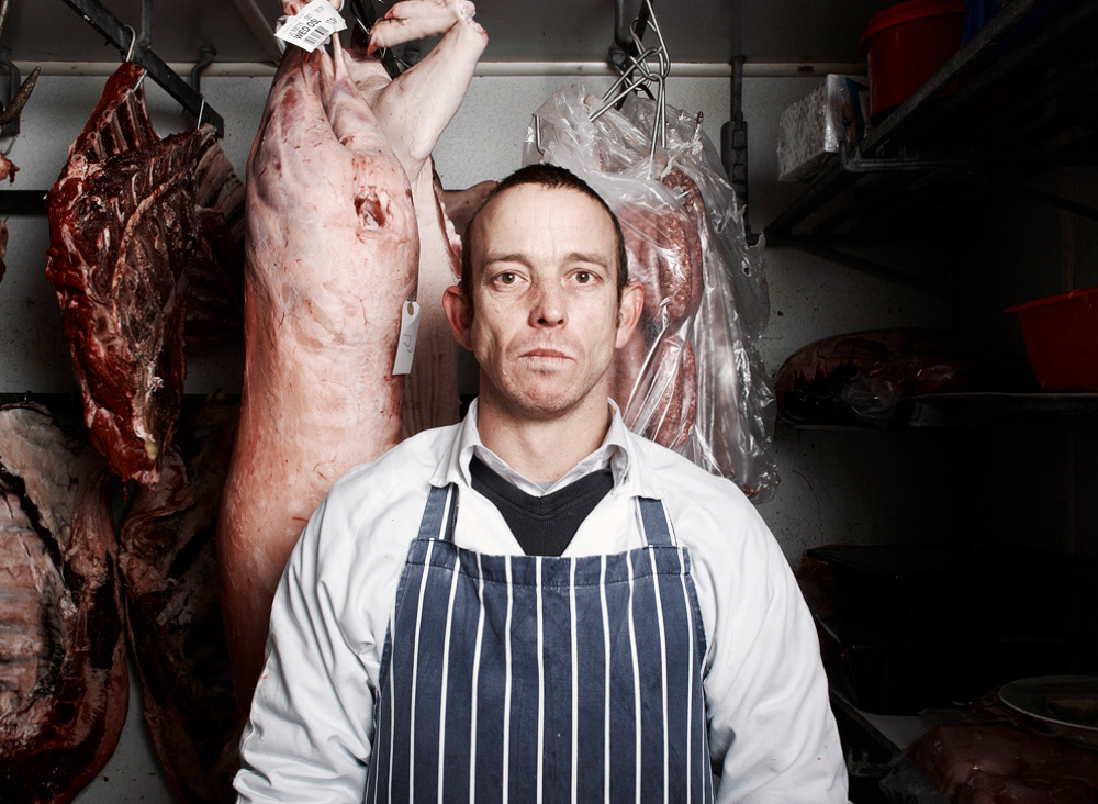 butcher Butchers red blood meat nude calendar brighton dave imms portrait