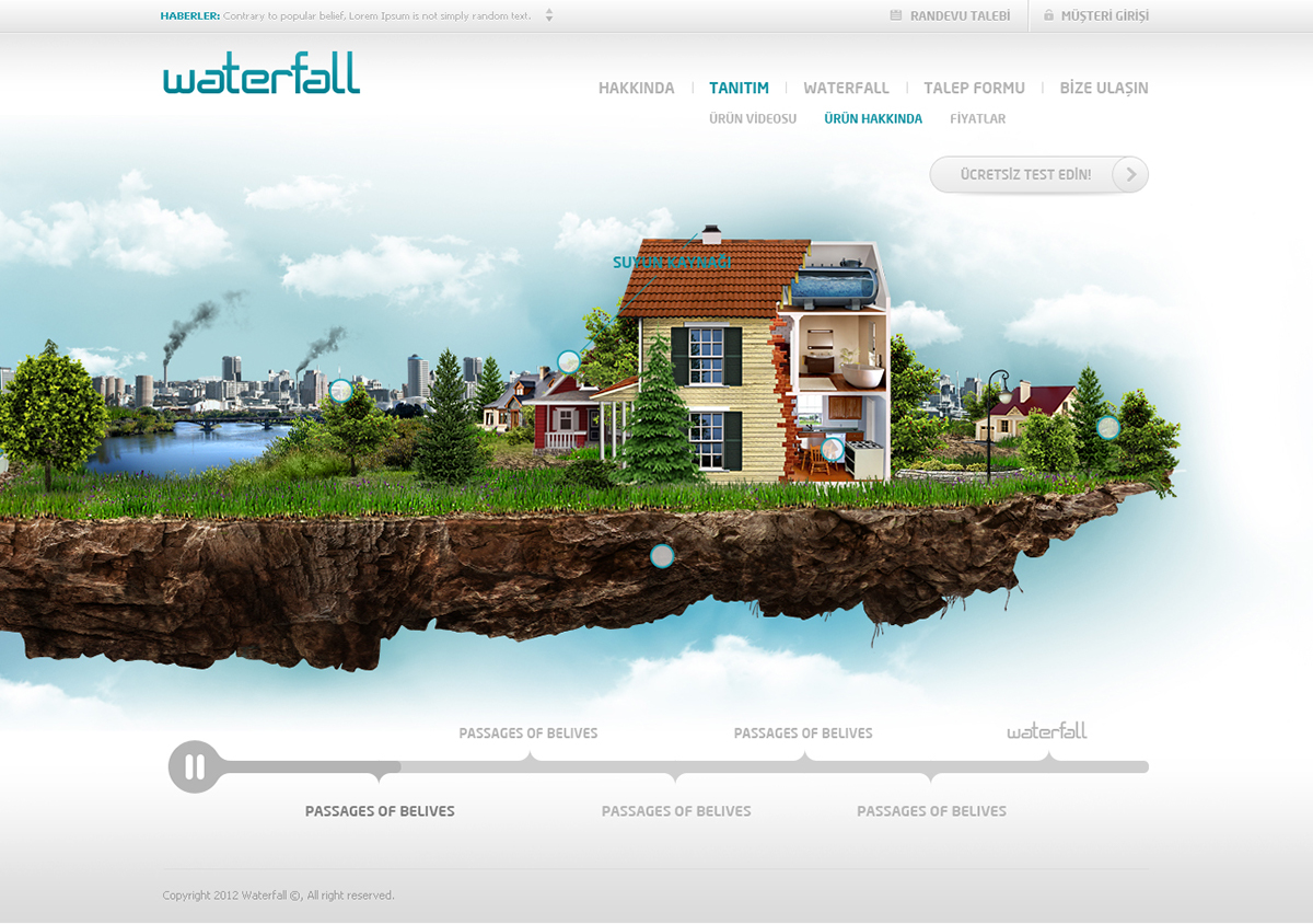 Website Web ui design user interface timeline waterfall water Flash html5 css3