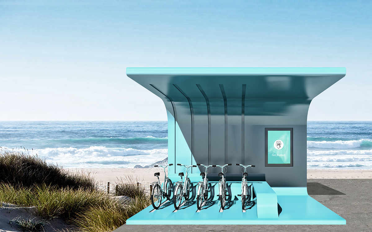 architecture charging station Electric Car electric bike bikes beach Lisbon Portugal surfing city planning