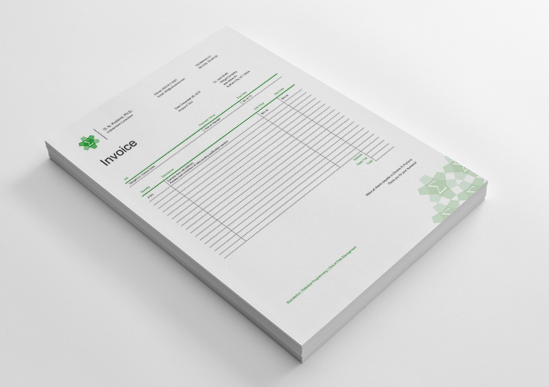 medical consultant statistical green business card invoice Website logo