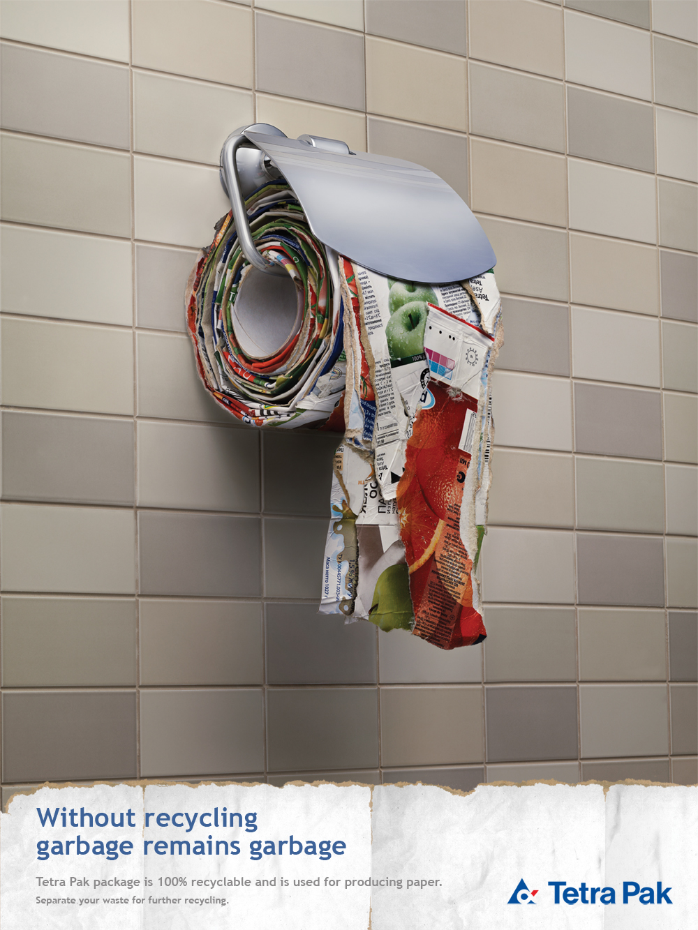 Adobe Portfolio print press campaign recycling art-direction tetra pak garbage sort paper