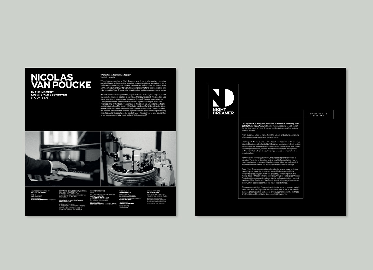 Adobe Portfolio beethoven black and white classical music Night Dreamer Records record cover record design vinyl Vinyl Cover