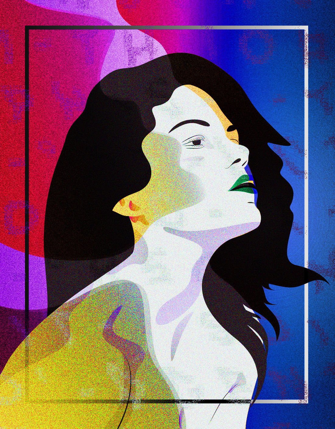 grain ILLUSTRATION  saturation ombres Ombrage woman colors texture face Shadows