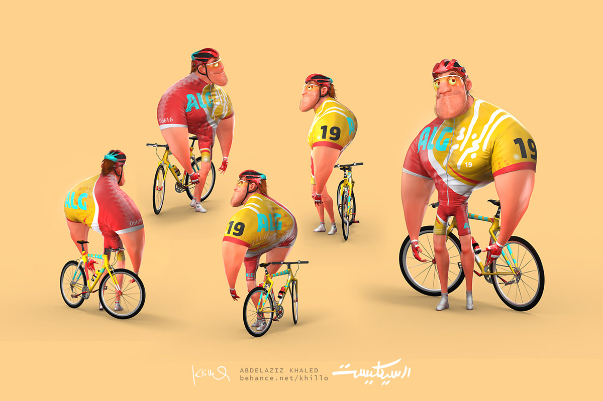 cyclist Cyclisme Cycliste bicyclette cartoon concept art concept 3d Zbrush zbrush Sculpting velo cyclisme algérie Algeria 3d Algeria Gaming