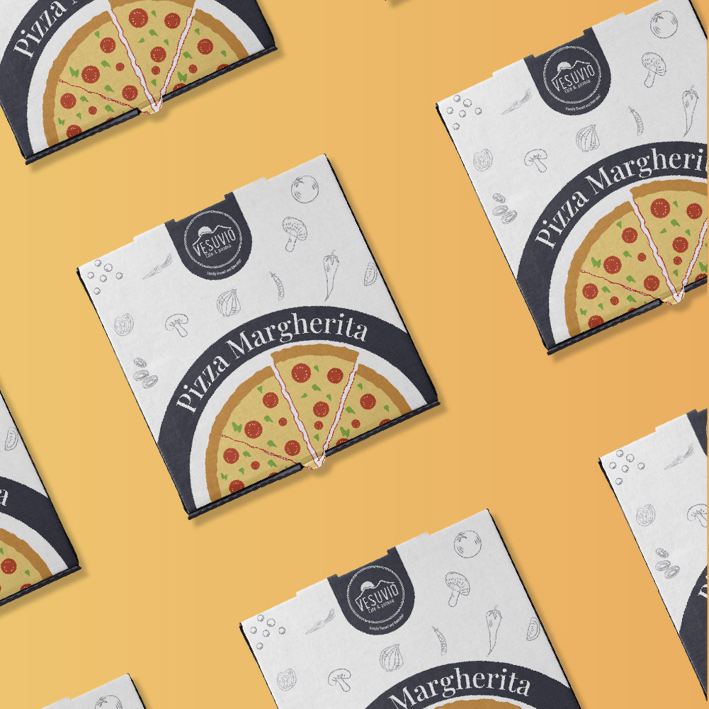 adobe illustrator brand identity ILLUSTRATION  Italian food package design  packaging design Pizza pizzabox restaurant visualidentity