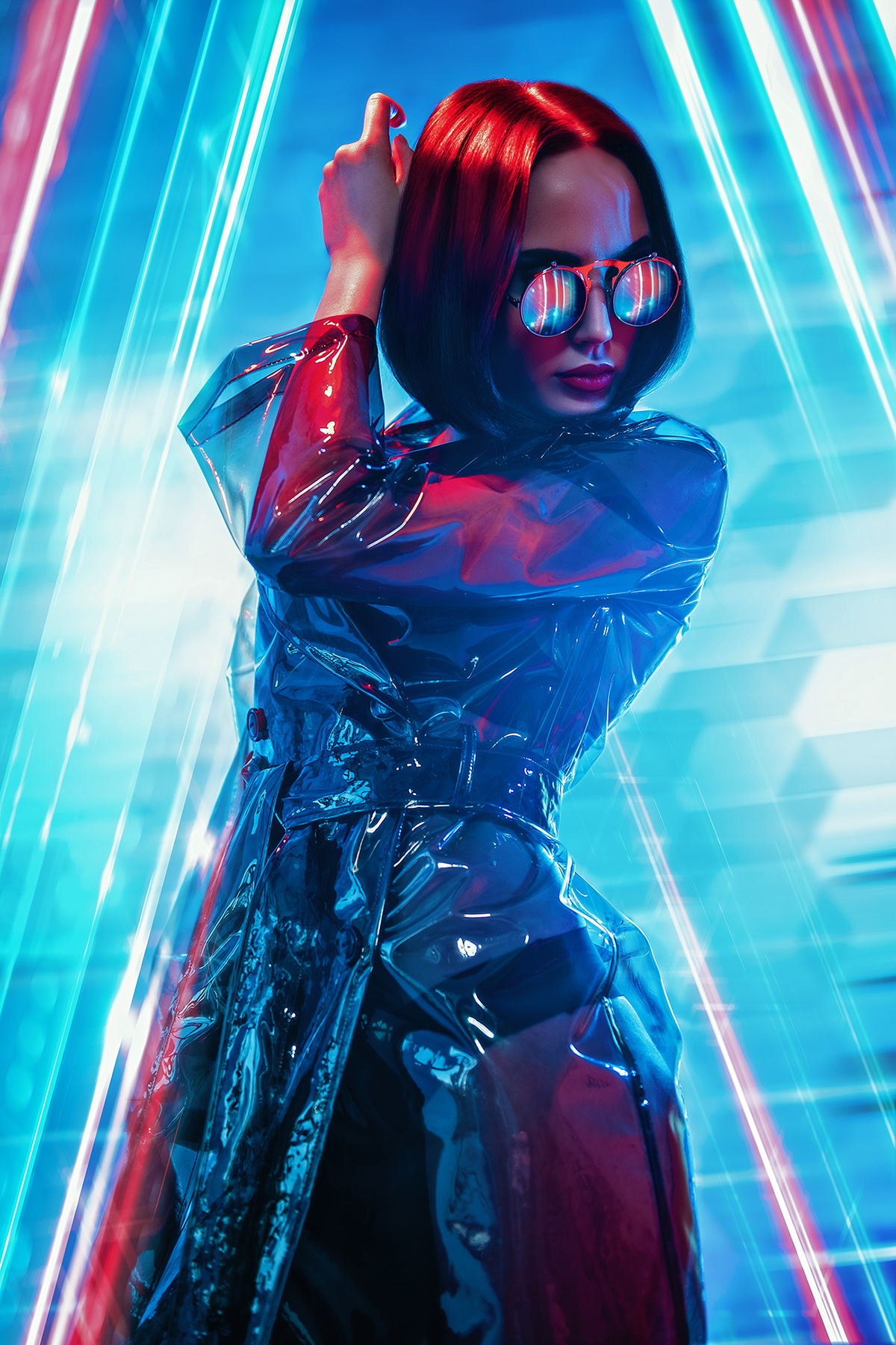 retoucher postproduction colorgrading colorgrade retouching  Behance creative Fashion  Cyberpunk futuristic