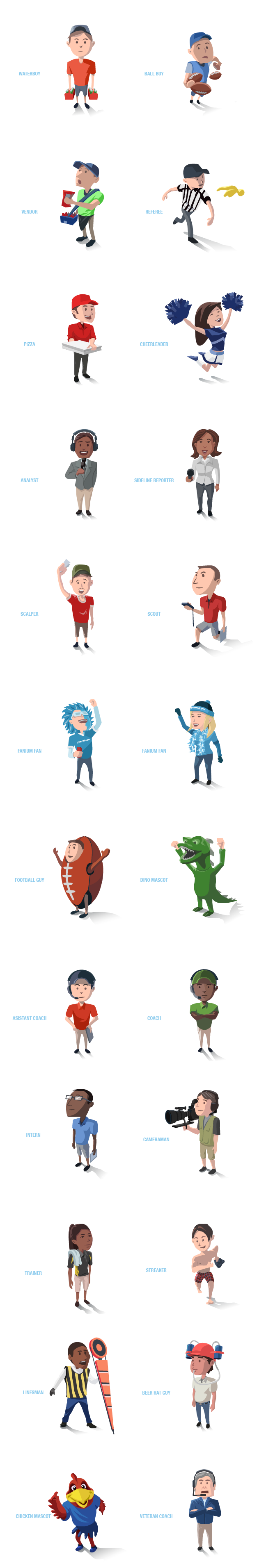 characters avatars cartoon sports people Illustrator vector graphics