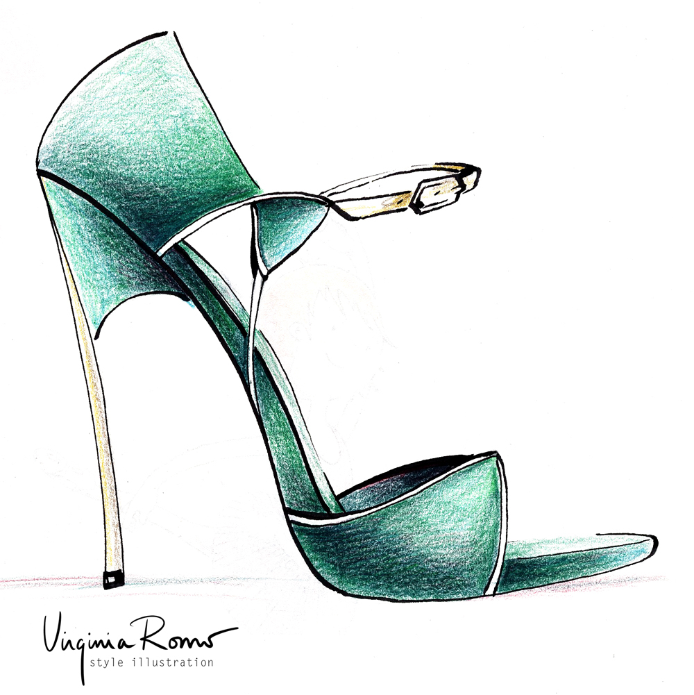 shoe colour pencils green sketch high heel  high heels