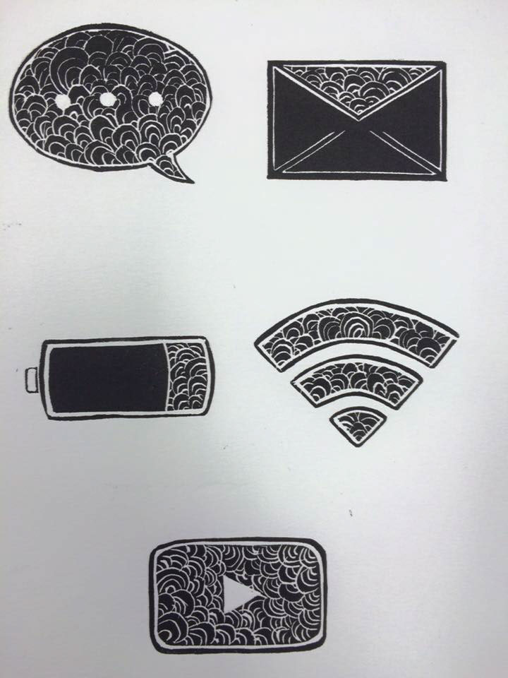printmaking self branding Technology pictograms icons